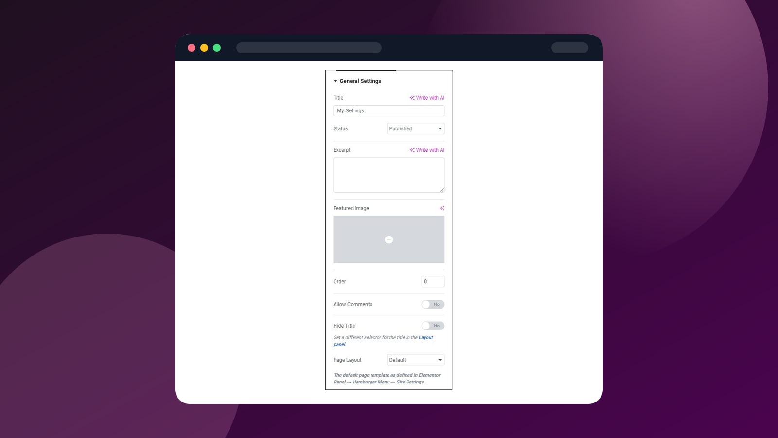 An Elementor-style visual editor open on a website design project.